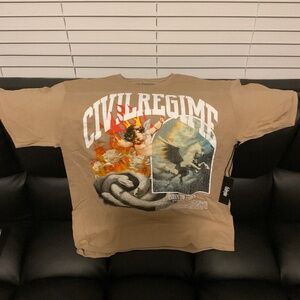 Civil Regime Men's L Graphic T-Shirt Beige Buried in Smoke Classic Tee